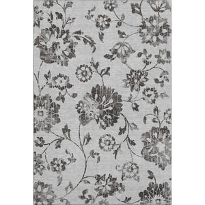 HomeRoots 8' X 10' Gray Charcoal Floral Area Rug - Washable, UV-Protected, Stain-Resistant for Any Space 667913