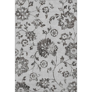 HomeRoots 8' X 10' Gray Charcoal Floral Area Rug - Washable, UV-Protected, Stain-Resistant for Any Space 667913