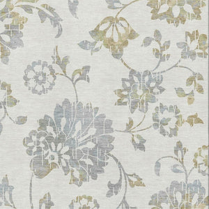 HomeRoots 8' X 10' Ivory Gray Gold Floral Area Rug - Washable, UV Resistant, Durable Design for High-Traffic Areas 667919