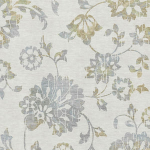 HomeRoots 9' X 12' Elegant Ivory Gray Gold Floral Area Rug - Washable, UV Protected, Perfect for Family Spaces! 667920