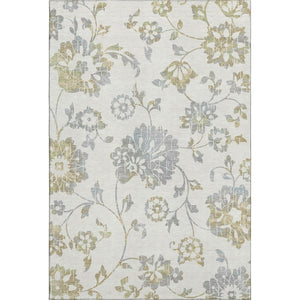 HomeRoots 10' Ivory Gray & Gold Floral Washable Area Rug - UV Protected, Stain-Resistant for Family Living Spaces 667921