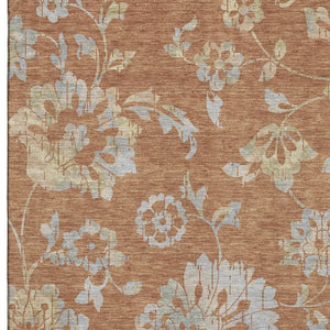 HomeRoots 5' X 8' Elegant Rust and Gray Floral Washable Area Rug with UV Protection for Homes with Kids & Pets 667929