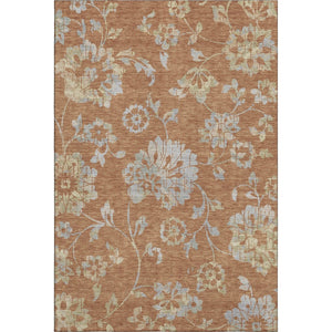 HomeRoots 9' X 12' Washable Rust & Gray Floral Area Rug with UV Protection - Ideal for Family Living Spaces! 667932