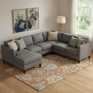 HomeRoots 10' X 14' Floral Area Rug in Rust & Gray – Washable, UV-Protected, Durable for Homes with Kids & Pets 667933