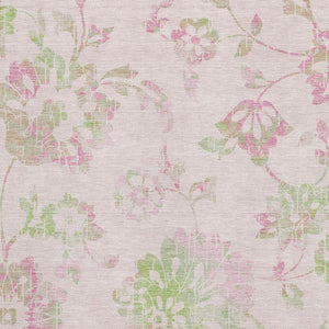 HomeRoots 8' X 10' Floral Area Rug in Pink & Green - Washable, UV Protected, Durable & Perfect for Homes! 667937