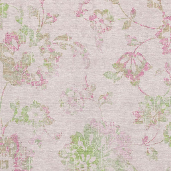 HomeRoots 8' X 10' Floral Area Rug in Pink & Green - Washable, UV Protected, Durable & Perfect for Homes! 667937