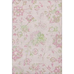 HomeRoots 9' X 12' Pink and Green Floral Washable Area Rug - UV Protected, Stylish, Pet-Friendly Decor Piece 667938