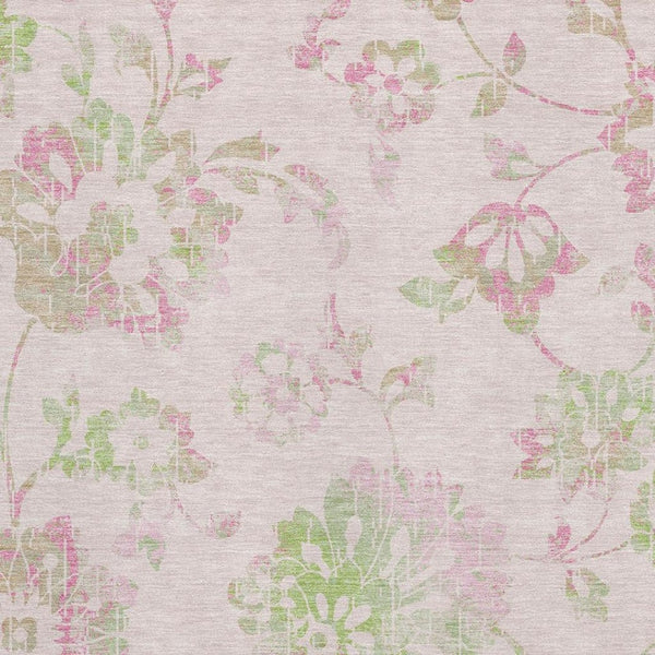 HomeRoots 10' X 14' Pink and Green Floral Area Rug - Washable, UV Protected, Durable Design for Homes & Pets 667939