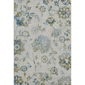 HomeRoots 9' X 12' Taupe Blue Gold Floral Area Rug - Stain Resistant, UV Protected, Durable & Stylish Design 667950
