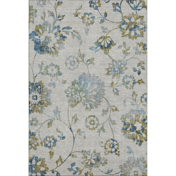 HomeRoots 9' X 12' Taupe Blue Gold Floral Area Rug - Stain Resistant, UV Protected, Durable & Stylish Design 667950