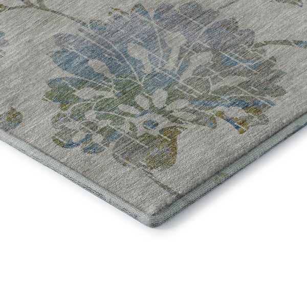 HomeRoots 9' X 12' Taupe Blue Gold Floral Area Rug - Stain Resistant, UV Protected, Durable & Stylish Design 667950