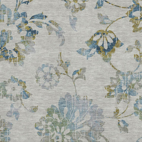HomeRoots 9' X 12' Taupe Blue Gold Floral Area Rug - Stain Resistant, UV Protected, Durable & Stylish Design 667950
