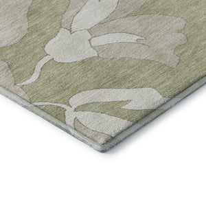 HomeRoots 8' X 10' Artichoke Green Floral Area Rug - Washable, UV Protected, Durable for Homes with Kids & Pets 667961