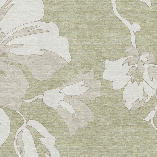 HomeRoots 8' X 10' Artichoke Green Floral Area Rug - Washable, UV Protected, Durable for Homes with Kids & Pets 667961