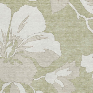HomeRoots 9' X 12' Artichoke Green Floral Area Rug - Washable, UV Protected, Stain-Resistant, Easy-Care Design 667962