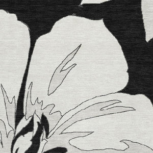 HomeRoots 10' X 14' Black And Ivory Floral Area Rug - Stylish, Washable, UV-Protected for Homes with Kids & Pets 667969