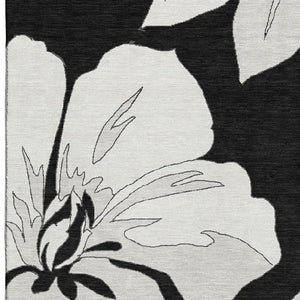 HomeRoots 10' X 14' Black And Ivory Floral Area Rug - Stylish, Washable, UV-Protected for Homes with Kids & Pets 667969