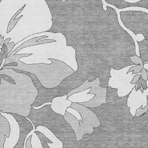 HomeRoots 8' X 10' Gray and Silver Floral Area Rug – Durable, Washable, UV Protected, Perfect for Busy Homes! 667979
