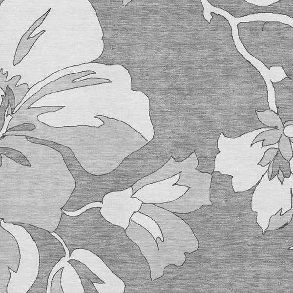 HomeRoots 8' X 10' Gray and Silver Floral Area Rug – Durable, Washable, UV Protected, Perfect for Busy Homes! 667979
