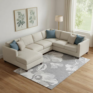 HomeRoots 9' X 12' Gray and Silver Floral Area Rug - Washable, UV Protected, Stain Resistant, Durable Design 667980