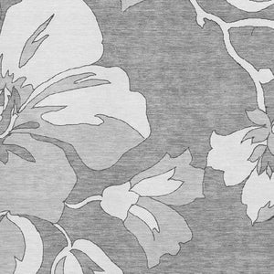 HomeRoots 9' X 12' Gray and Silver Floral Area Rug - Washable, UV Protected, Stain Resistant, Durable Design 667980