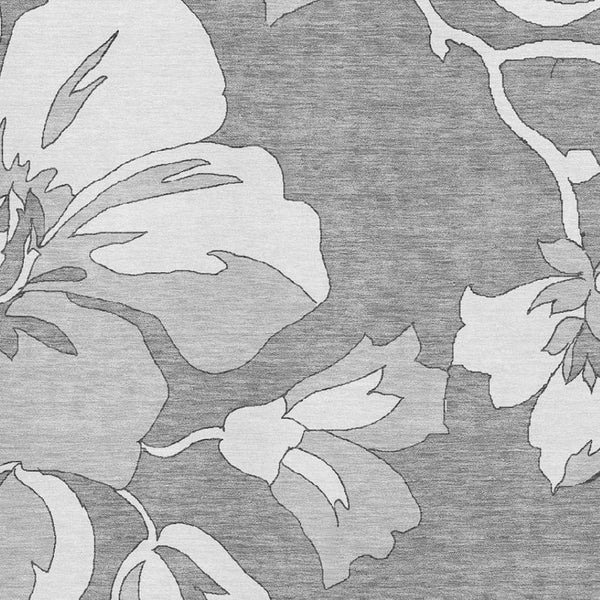 HomeRoots 9' X 12' Gray and Silver Floral Area Rug - Washable, UV Protected, Stain Resistant, Durable Design 667980