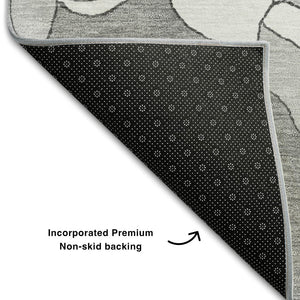 HomeRoots 10' X 14' Gray & Silver Floral Washable Area Rug – UV Protected, Durable, Ideal for High-Traffic Spaces! 667981