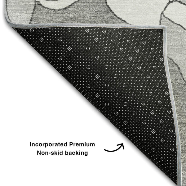 HomeRoots 10' X 14' Gray & Silver Floral Washable Area Rug – UV Protected, Durable, Ideal for High-Traffic Spaces! 667981