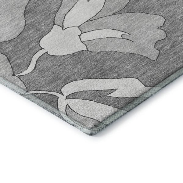 HomeRoots 10' X 14' Gray & Silver Floral Washable Area Rug – UV Protected, Durable, Ideal for High-Traffic Spaces! 667981