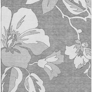 HomeRoots 10' X 14' Gray & Silver Floral Washable Area Rug – UV Protected, Durable, Ideal for High-Traffic Spaces! 667981