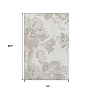 HomeRoots 8' X 10' Ivory Floral Area Rug - Durable, Washable, UV Protected Design for Stylish Living Spaces 667985