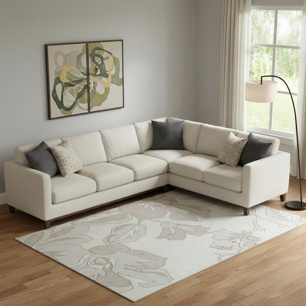 HomeRoots 8' X 10' Ivory Floral Area Rug - Durable, Washable, UV Protected Design for Stylish Living Spaces 667985