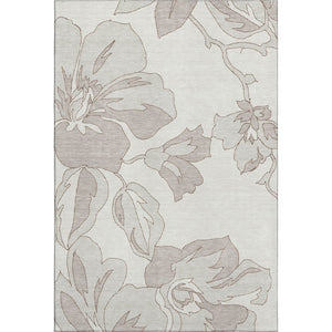 HomeRoots 8' X 10' Ivory Floral Area Rug - Durable, Washable, UV Protected Design for Stylish Living Spaces 667985