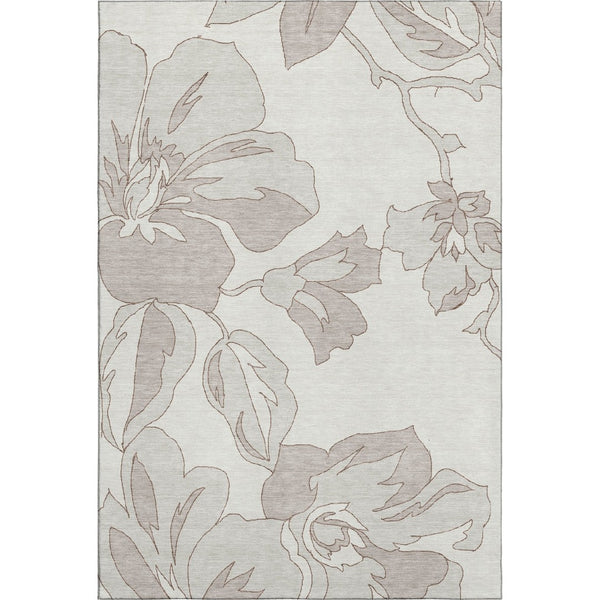 HomeRoots 9' X 12' Ivory and Gray Floral Area Rug - Durable, Washable, UV Protected, Stain-Resistant Beauty 667986