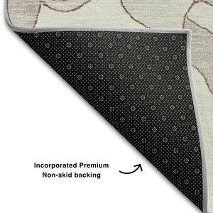 HomeRoots 9' X 12' Ivory and Gray Floral Area Rug - Durable, Washable, UV Protected, Stain-Resistant Beauty 667986