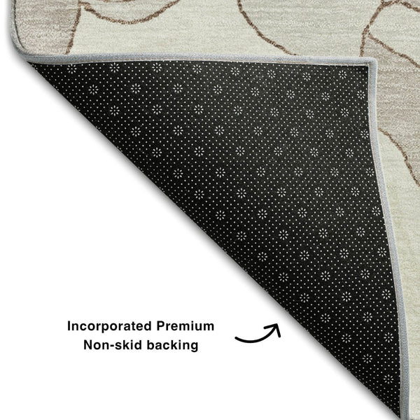 HomeRoots 9' X 12' Ivory and Gray Floral Area Rug - Durable, Washable, UV Protected, Stain-Resistant Beauty 667986