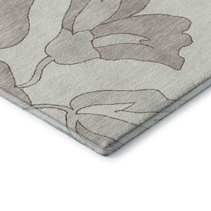 HomeRoots 9' X 12' Ivory and Gray Floral Area Rug - Durable, Washable, UV Protected, Stain-Resistant Beauty 667986
