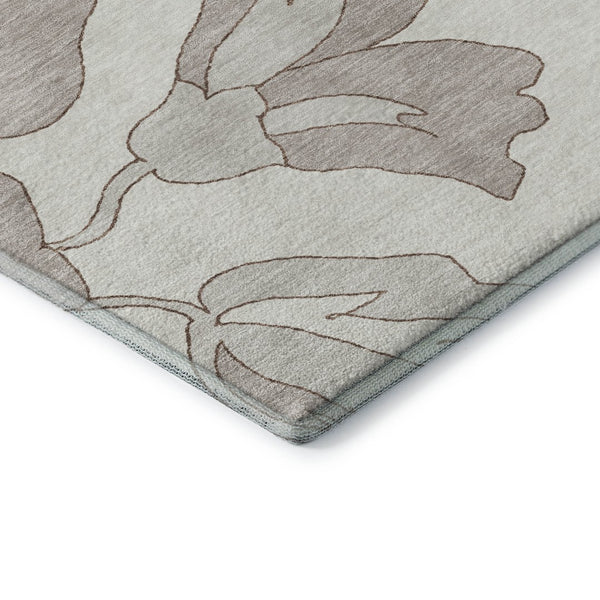 HomeRoots 9' X 12' Ivory and Gray Floral Area Rug - Durable, Washable, UV Protected, Stain-Resistant Beauty 667986