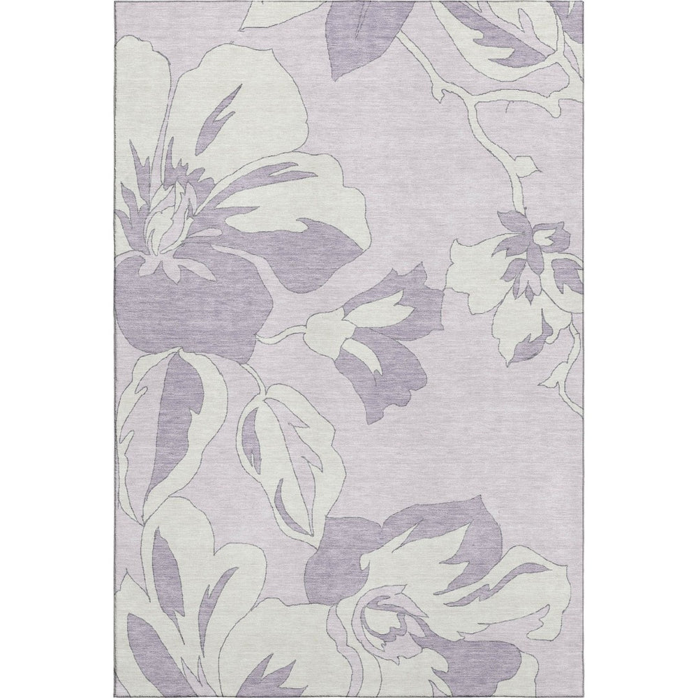 HomeRoots 5' X 8' Stylish Lavender Floral Area Rug - Washable, UV Protected, Durable for Homes with Kids & Pets 667989