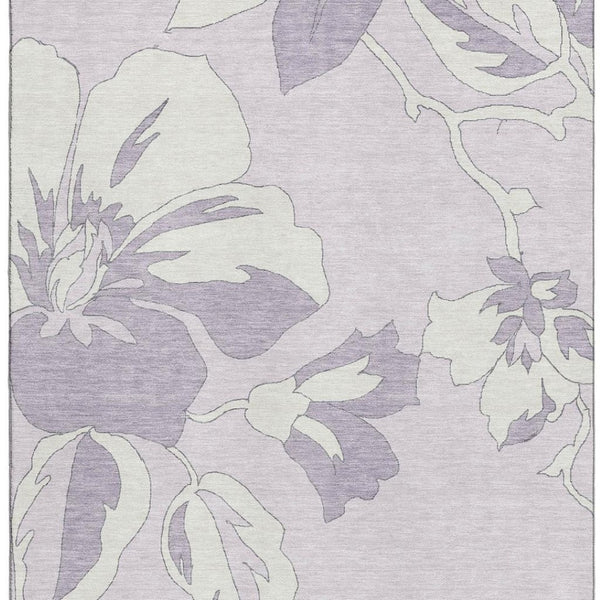 HomeRoots 5' X 8' Stylish Lavender Floral Area Rug - Washable, UV Protected, Durable for Homes with Kids & Pets 667989