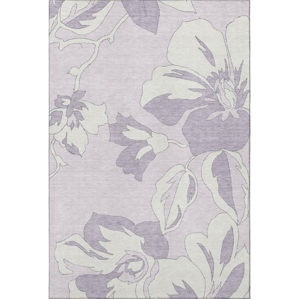 HomeRoots 5' X 8' Stylish Lavender Floral Area Rug - Washable, UV Protected, Durable for Homes with Kids & Pets 667989