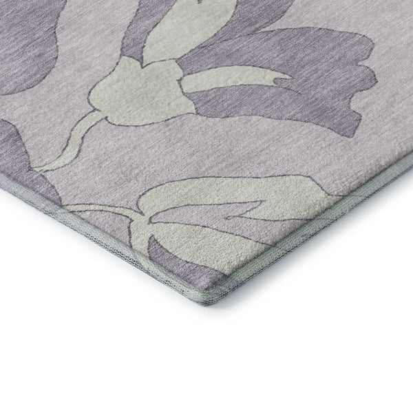 HomeRoots 9' X 12' Elegant Lavender & Ivory Floral Washable Area Rug - Durable, UV-Protected, Stain-Resistant! 667992