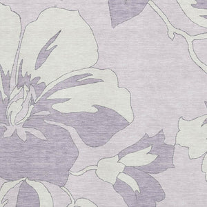 HomeRoots 9' X 12' Elegant Lavender & Ivory Floral Washable Area Rug - Durable, UV-Protected, Stain-Resistant! 667992