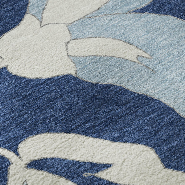 HomeRoots 9' X 12' Navy Blue Floral Area Rug - Washable, Stain Resistant, UV Protected for Elegant Living Spaces 667998