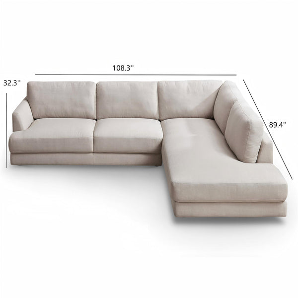 English Elm Ashcroft Furniture - Glander Plush Linen Sectional Sofa - Right-Facing, Cozy, Modern Design For Ultimate Comfort & Style B183S00037