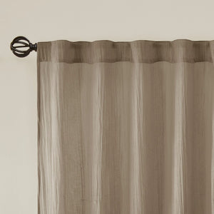 English Elm Solid Crushed Harper Taupe Sheer Window Panel Pair 42x95 - Lightweight Textured Drapes, Rod Pocket/Back Tabs, Modern Elegance B03598156