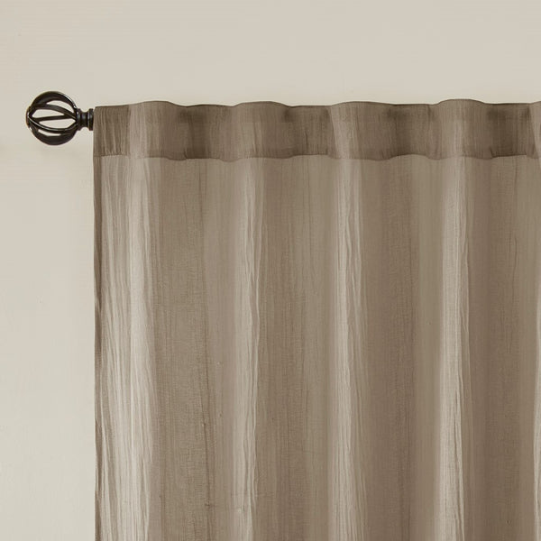 English Elm Solid Crushed Harper Taupe Sheer Window Panel Pair 42x95 - Lightweight Textured Drapes, Rod Pocket/Back Tabs, Modern Elegance B03598156