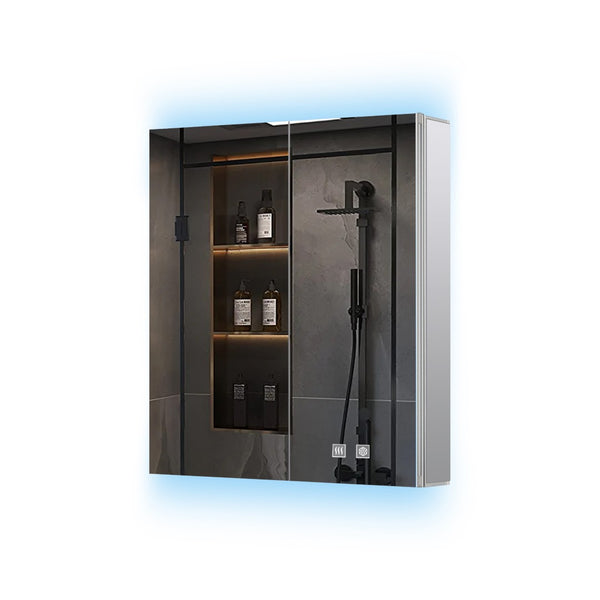 English Elm Corsica Aluminum Led Medicine Cabinet with Defogger and Soft Close Double Doors B2731P477797