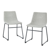 Walker Edison Industrial Grey Faux Leather Dining Chairs, Set of 2 - Stylish & Sturdy