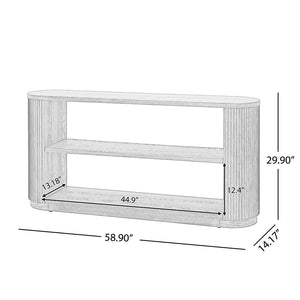 English Elm Mirod Fluted Ash Veneer Console Table with Three Open Tiers for Entryway N760P281359D